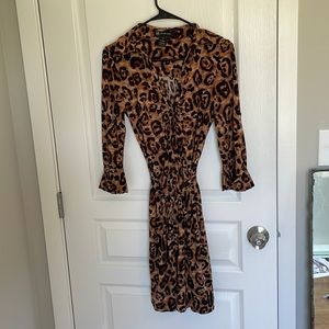 International concepts Cheetah print button down tie dress